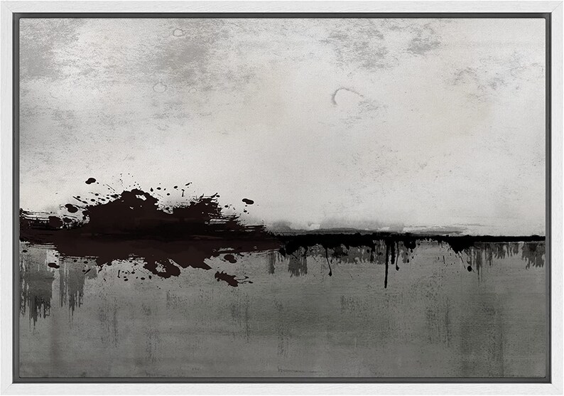 Dustinway Framed Canvas Print Wall Art Black Gray Dark Etsy