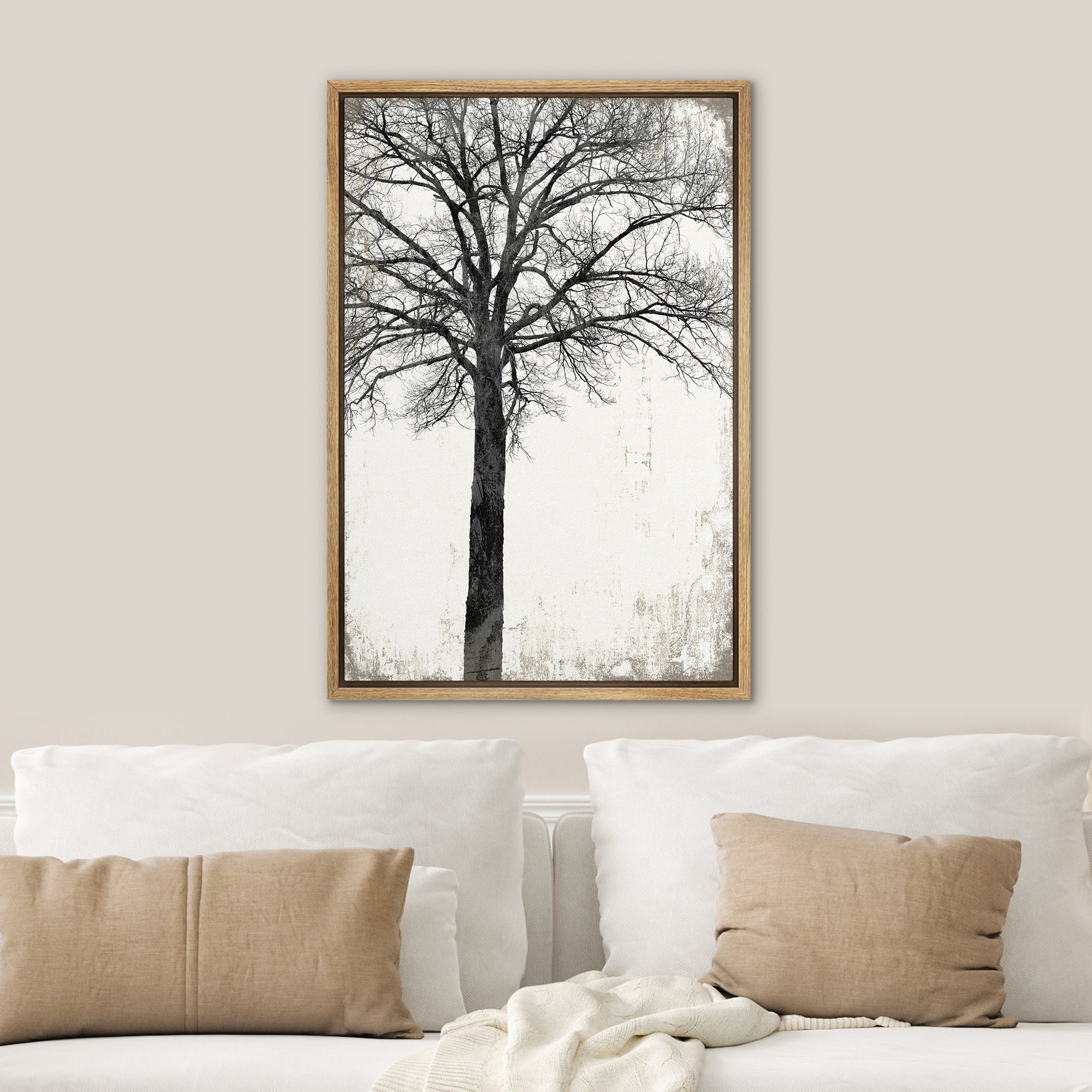 Dustinway Framed Canvas Print Wall Art Set of 2 Black and White Dried ...