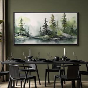 Framed Canvas Large Wall Art Misty Foggy Forest Landscape Print ...