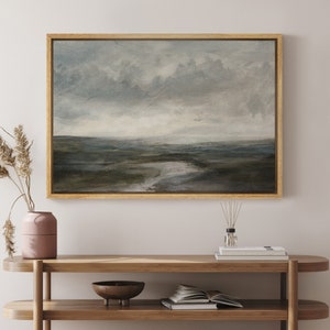 DustinWay Framed Canvas Print Wall Art Abstract Landscape Print Minimalist Vintage Art Modern Farmhouse Decor Wall Art