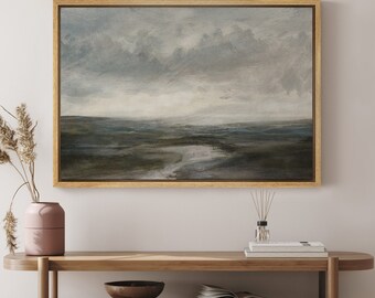 DustinWay Framed Canvas Print Wall Art Abstract Landscape Print Minimalist Vintage Art Modern Farmhouse Decor Wall Art