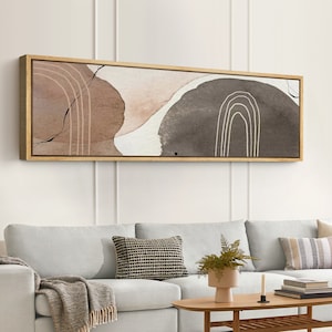 Framed Canvas Large Wall Art Abstract Beige Brown Horizontal Art Prints Neutral Minimalist Modern Living Room Decor