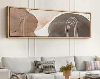 Framed Canvas Large Wall Art Abstract Beige Brown Horizontal Art Prints Neutral Minimalist Modern Living Room Decor