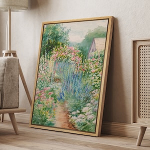 DustinWay Framed Canvas Print Wall Art Flower Garden Floral Botanical Print Retro Modern Art Minimalist Vintage Decor