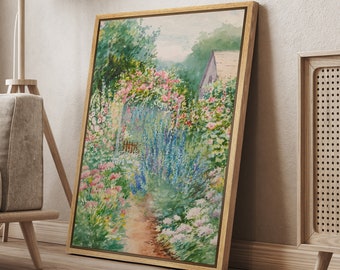 DustinWay Framed Canvas Print Wall Art Flower Garden Floral Botanical Print Retro Modern Art Minimalist Vintage Decor