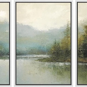 Dustinway Framed Canvas Print Wall Art Set of 3 Emerald Green Pastel ...