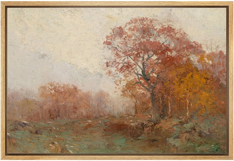 Framed Canvas Wall Art Print Vintage Fall Forest Landscape Prints