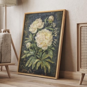 Framed Canvas Wall Art Print Vintage Antique Flower Botanical Art Poster Minimalist Modern Nature Art Farmhouse Wall Decor