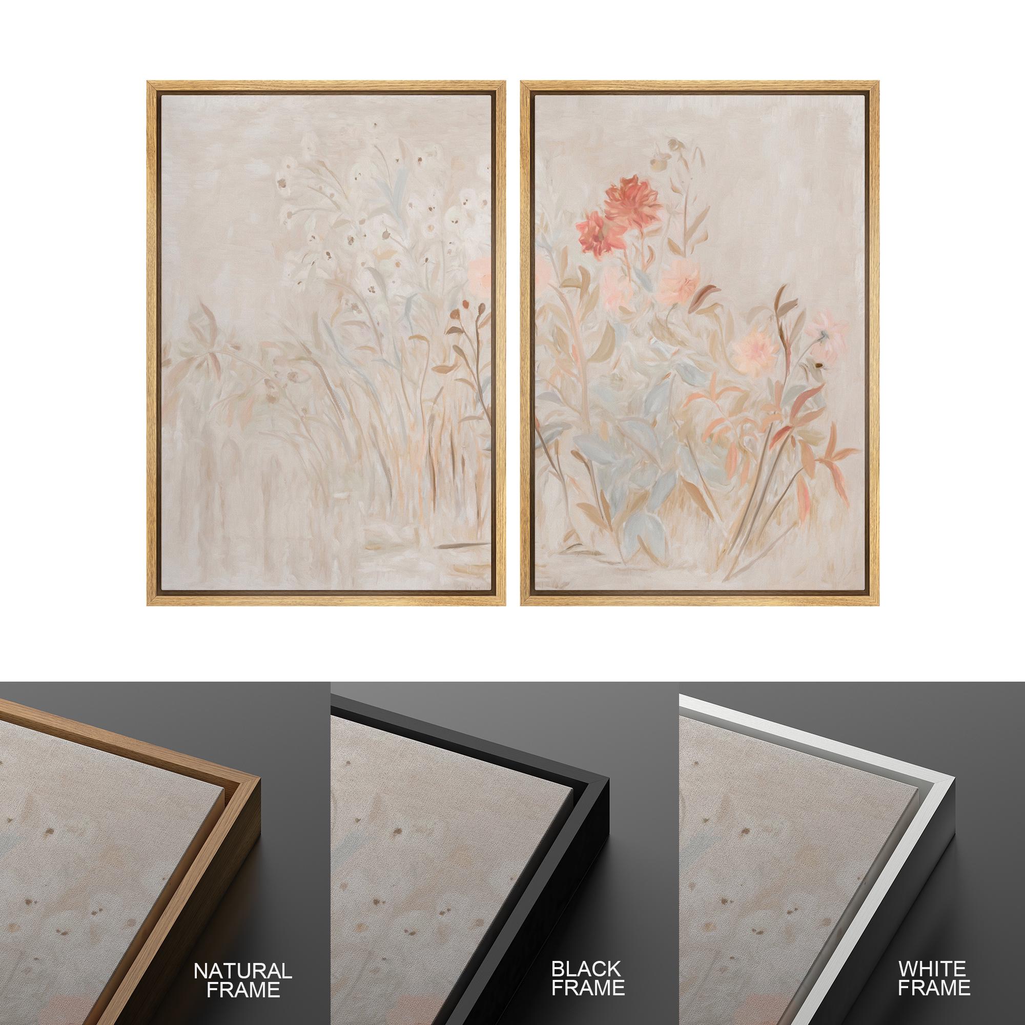Neutral Floral Wall Art Set of 2 - Framed Botanical Canvas Prints ...