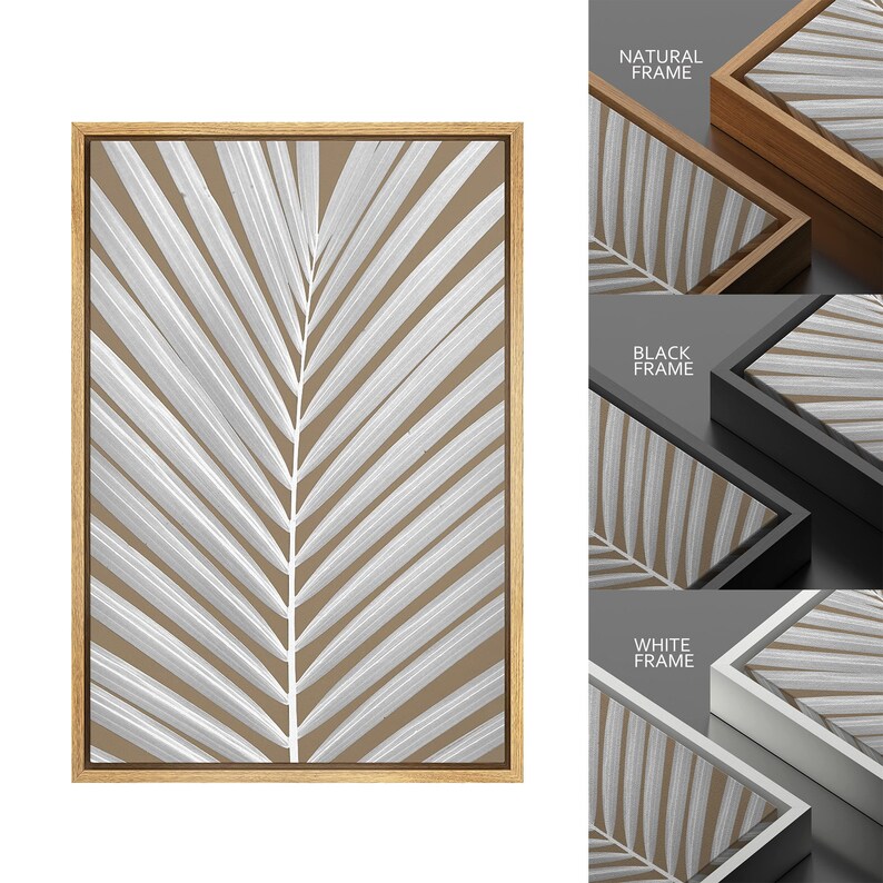 Dustinway Framed Canvas Print Wall Art Black and White Tropical Palm ...
