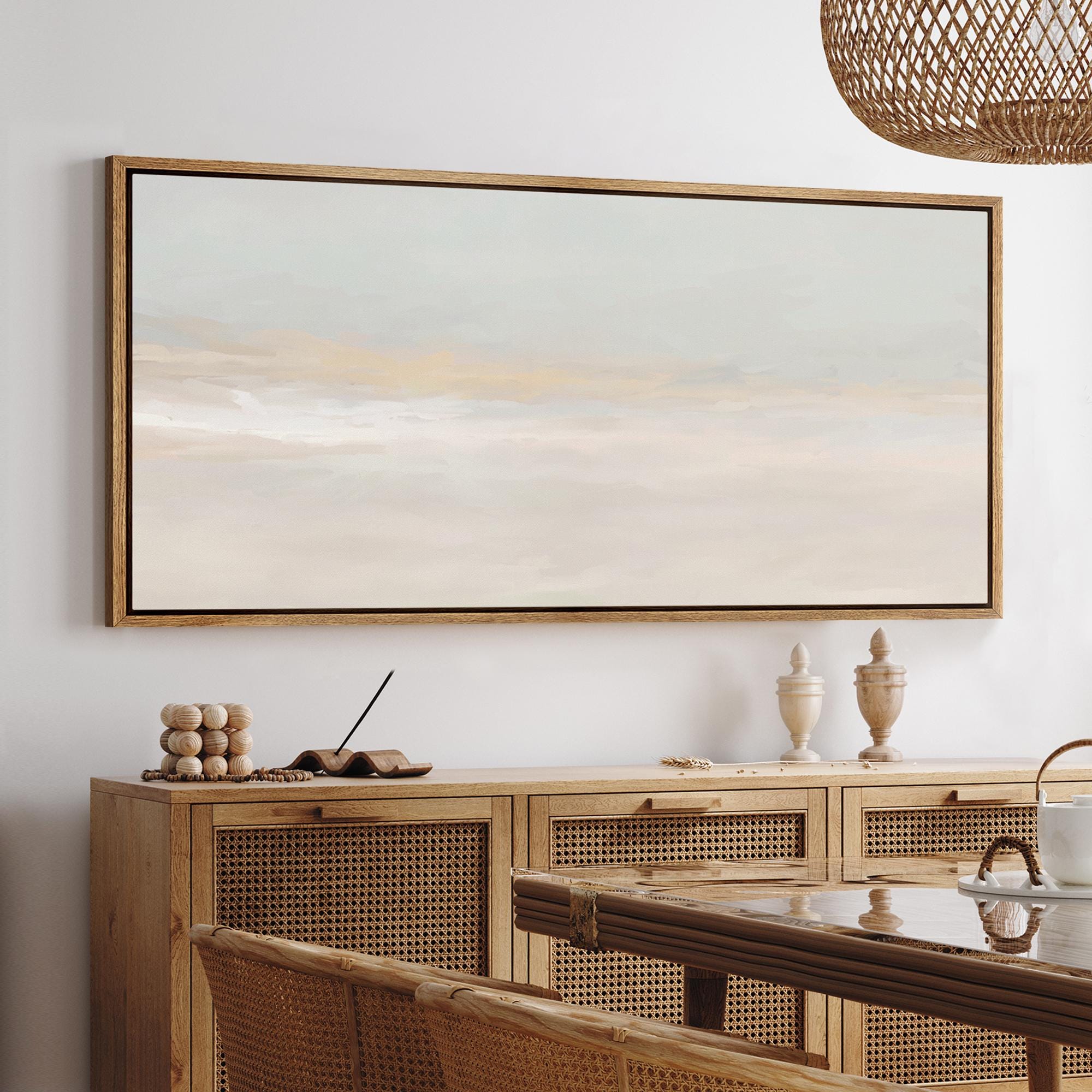 Abstract Landscape Wall Art - Large Framed Soft Pastel Sky