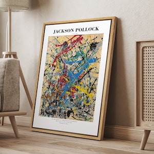 DustinWay Framed Canvas Print Wall Art Abstract Painting by Jackson Pollock Pop Modern Wall Art Decor