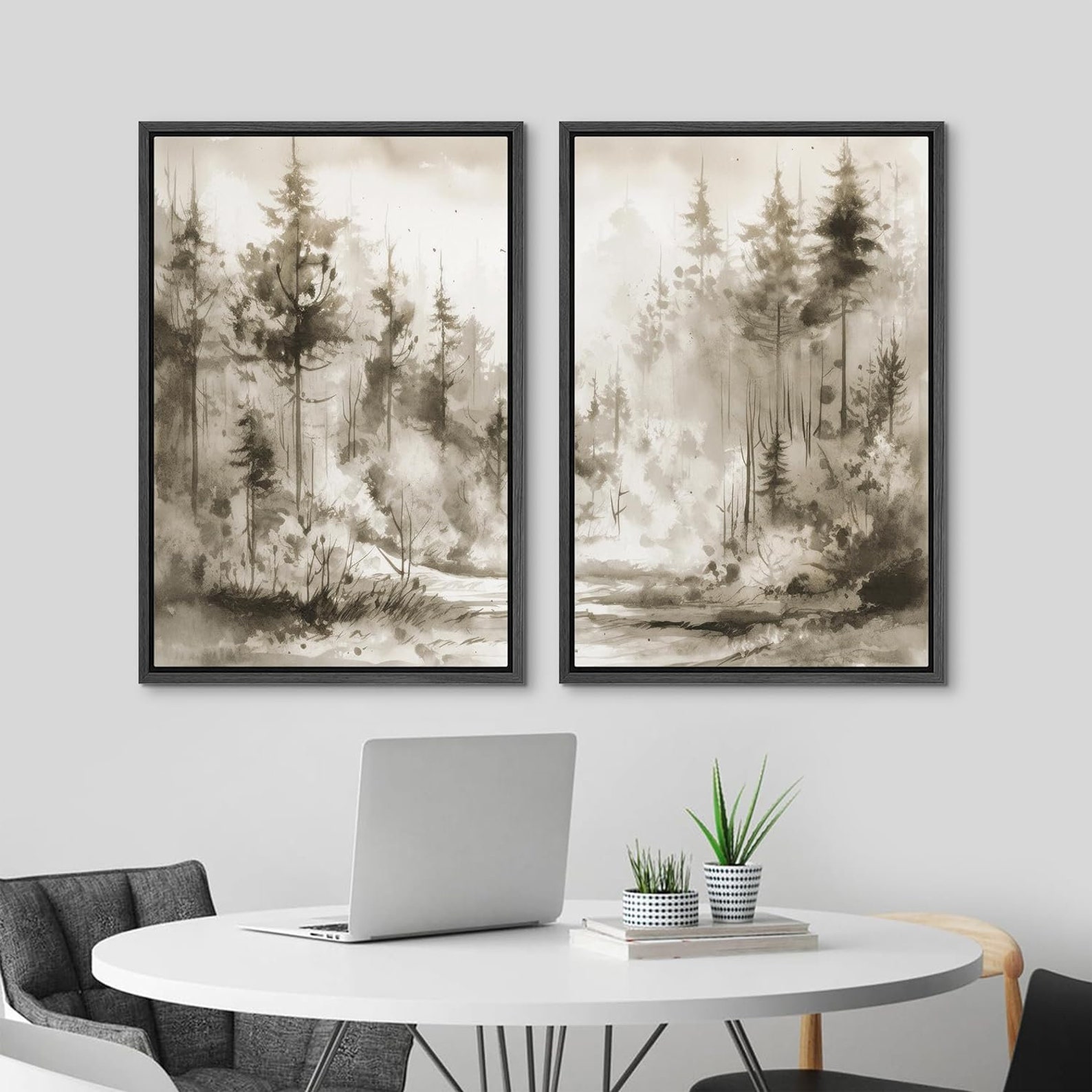 Dustinway Framed Canvas Print Wall Art Set Mountain Forest Nature ...