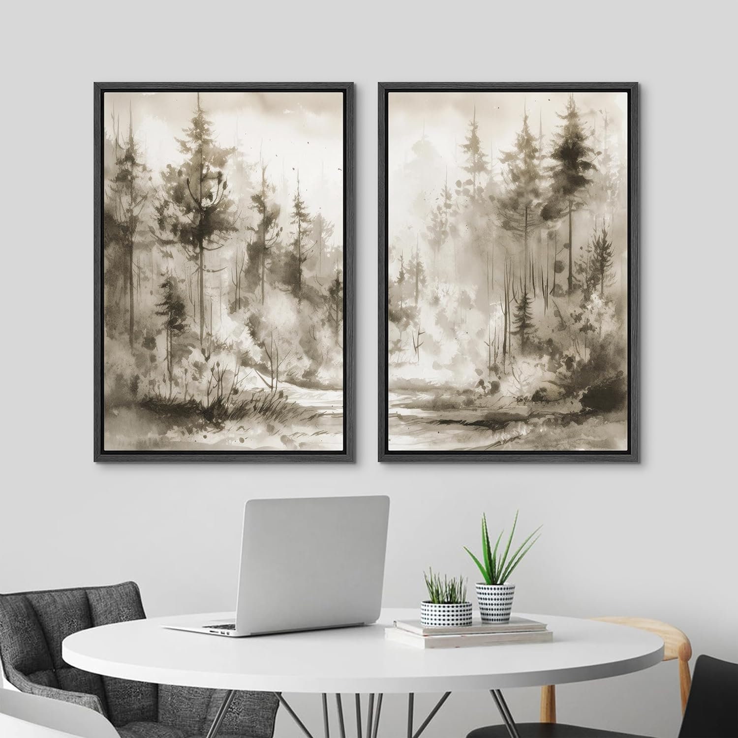 Dustinway Framed Canvas Print Wall Art Set Mountain Forest Nature ...