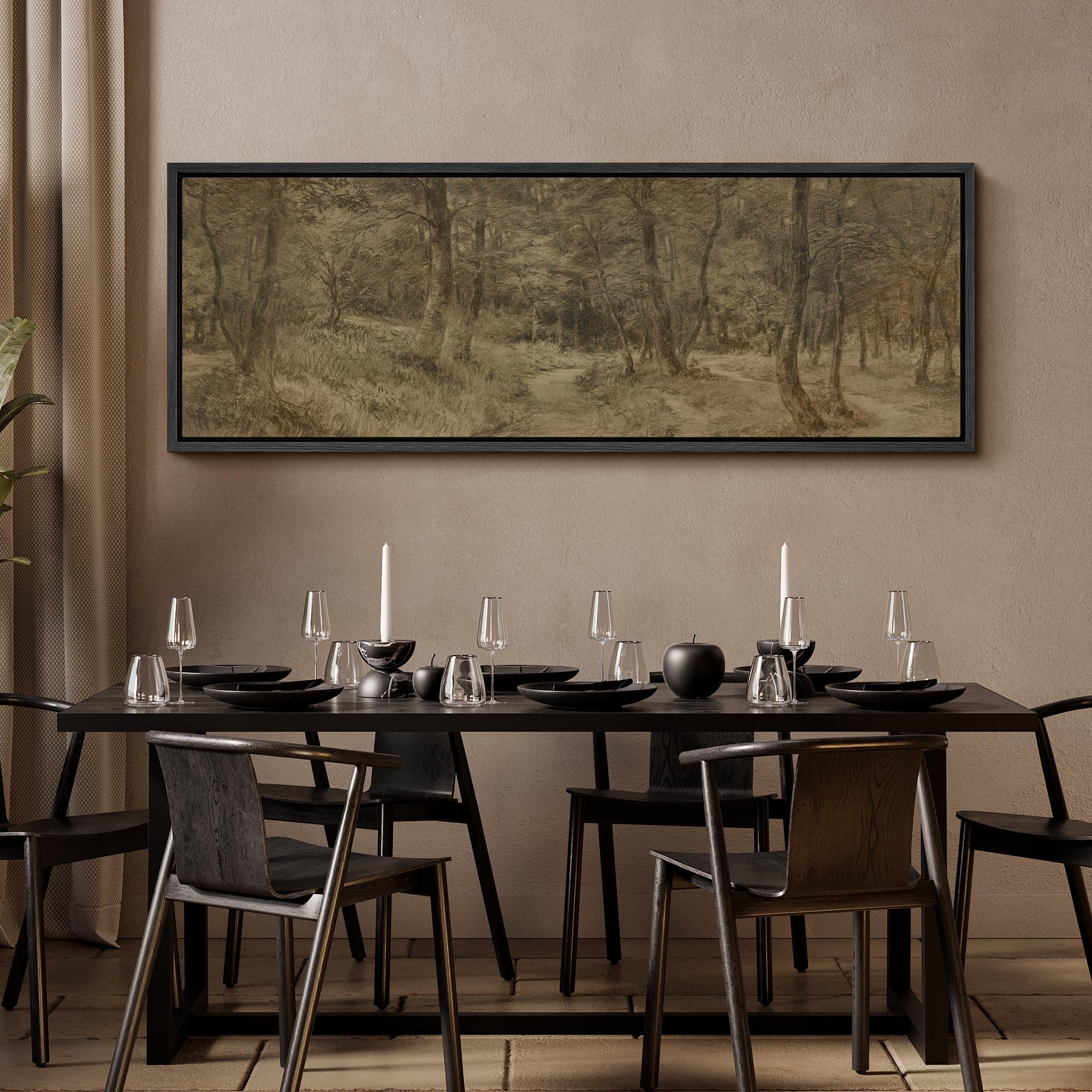Vintage Landscape Wall Art, Large Framed Forest Path Canvas Print ...