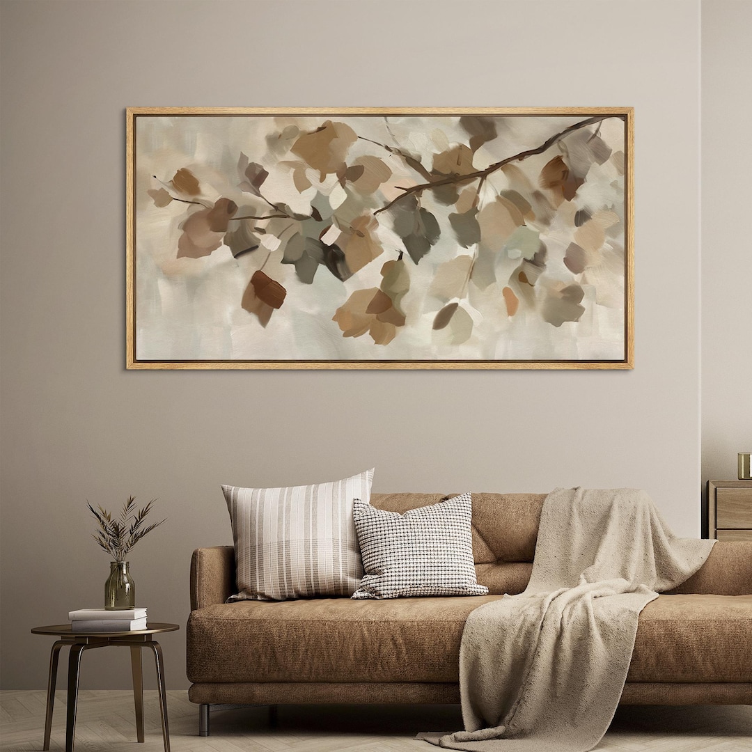 Large Framed Canvas Wall Art Abstract Branch Leaves Minimalist Nature ...