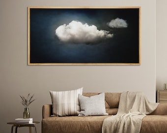 Framed Canvas Large Wall Art Sky Clouds Print Vintage Netural Abstract Panoramic Wall Art Prints Minimalist Modern Wall Decor Living Room