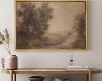 Framed Canvas Wall Art Print Vintage Autumn Fall Forest Landscape Art Prints Minimalist Modern Nature Farmhouse Wall Decor