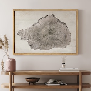 DustinWay Framed Canvas Print Wall Art Wood Tree Rings Illustrations Minimalist Modern Art Neutral Boho Decor
