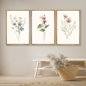 Nawypu FRAMED Botanical Plant Canvas Wall Art,Boho Plant Wall Decor For