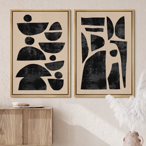 Dustinway Framed Canvas Print Wall Art Set of 2 Abstract Shapes ...
