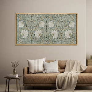 Framed Canvas Large Wall Art Print Pimpernel Flowers by William Morris Fine Vintage Art Panoramic Horizontal Prints Farmhouse Wall Decor