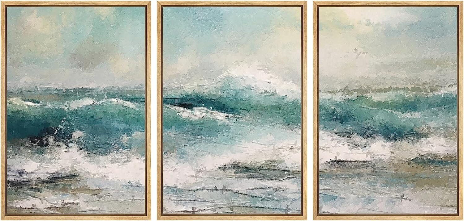 Dustinway Framed Canvas Print Wall Art Set of 3 Nautical Beach Ocean ...