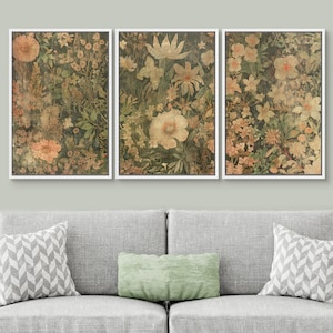 Framed Canvas Wall Art Prints Set of 3 Wildflower Botanical Floral Wall ...