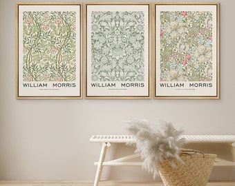 DustinWay Framed Canvas Print Wall Art Set Flowers by William Morris Floral Botanical Modern Art Vintage Farmhouse Decor
