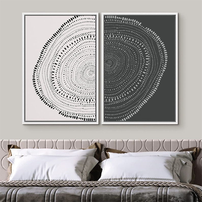 Dustinway Framed Canvas Print Wall Art Set of 2 Spiral Dot Etsy
