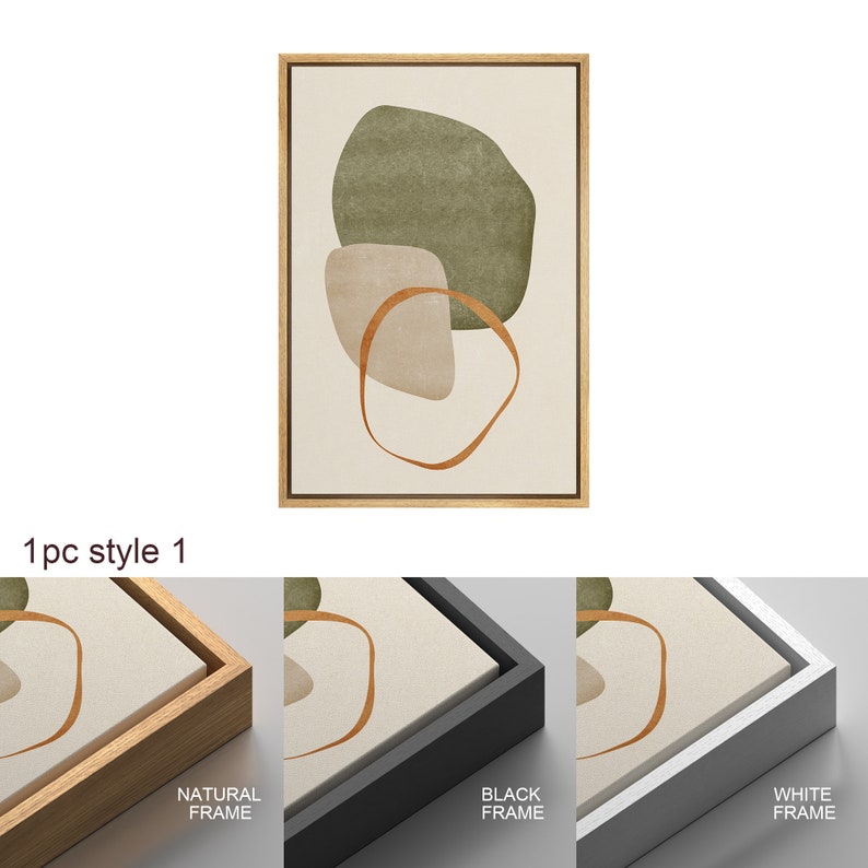 DustinWay Framed Canvas Print Wall Art Set of 3 Tropical Leaves Abstract Shapes Illustrations Mid Century Modern Art Boho Decor image 5