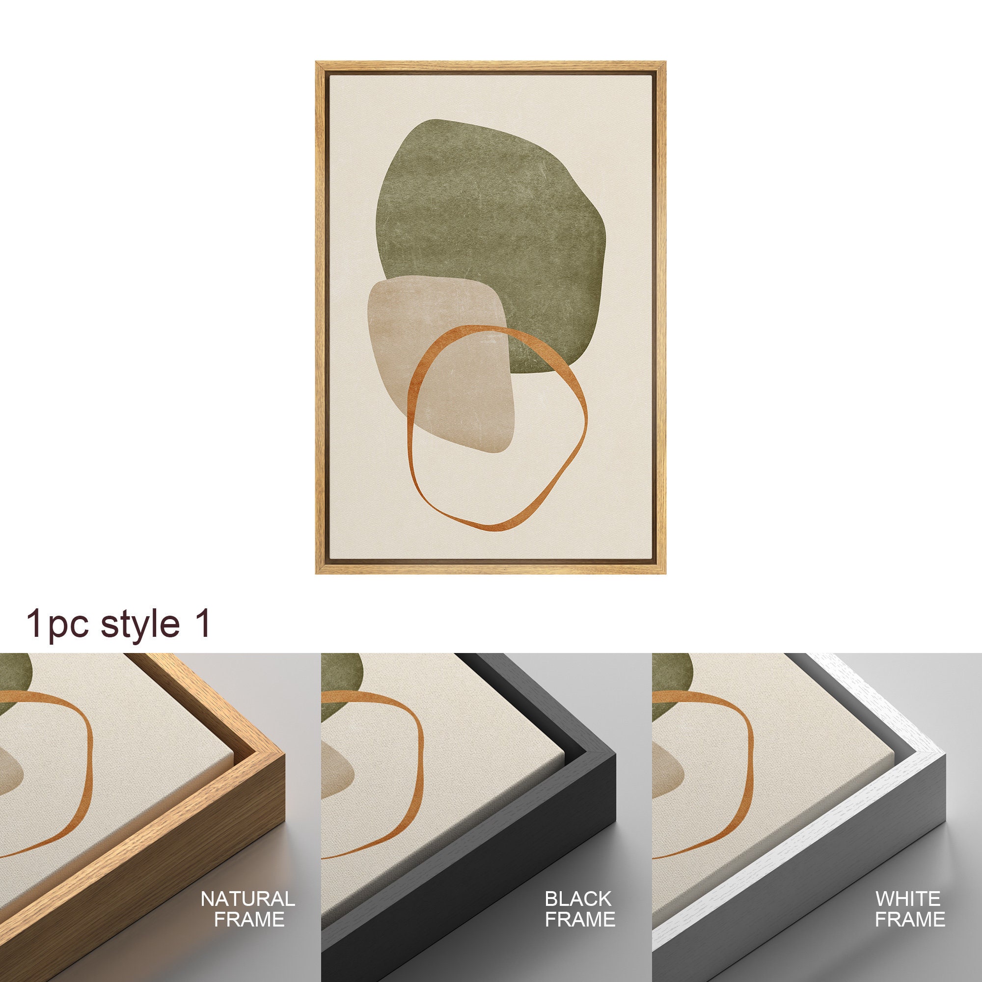 IDEA4WALL Framed Canvas Print Wall Art Set Mid-Century Geometric Tropical Landscape Abstract Shapes Illustrations Minimalism Bohemian Decorative for L
