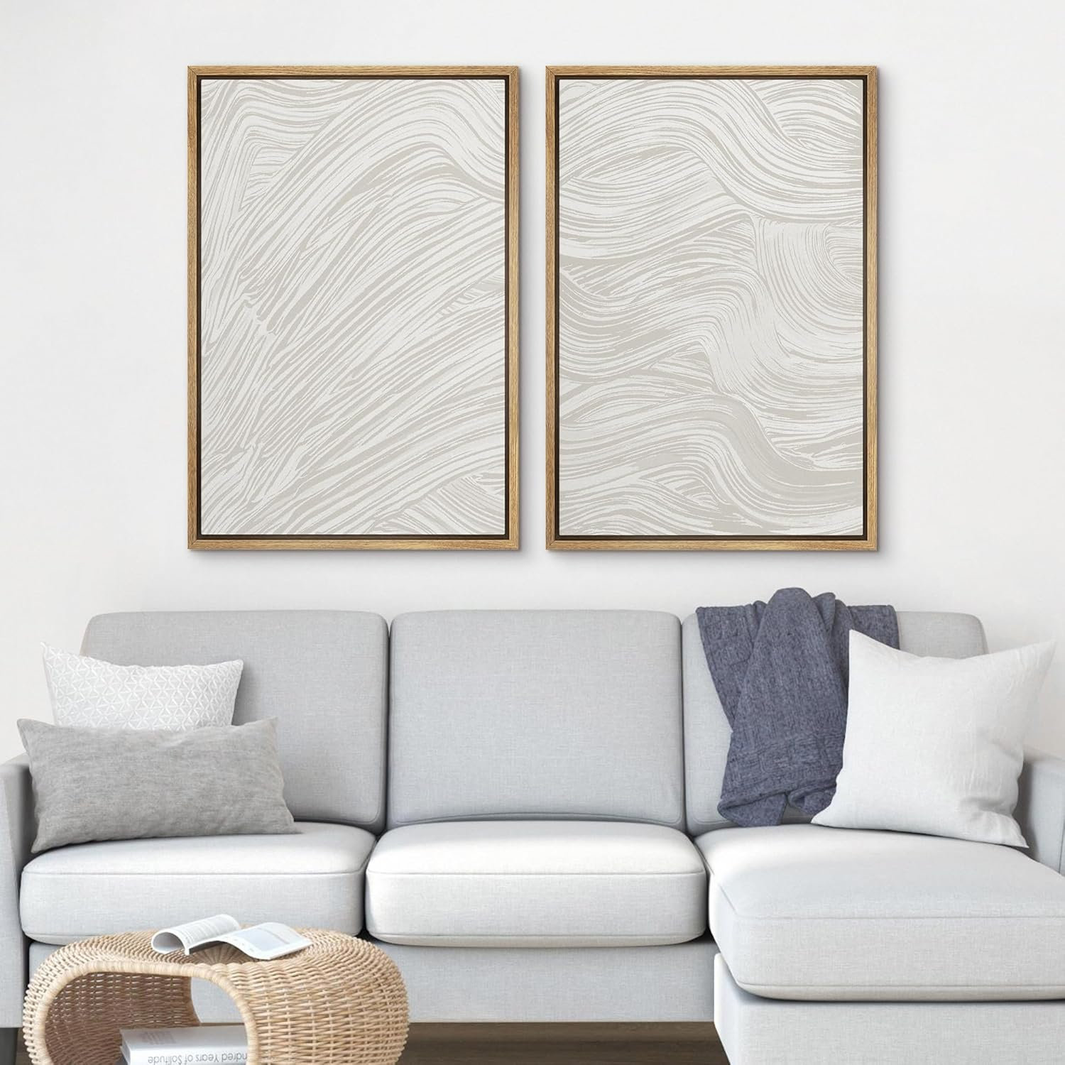 Dustinway Framed Canvas Print Wall Art Set of 2 Abstract Painting ...
