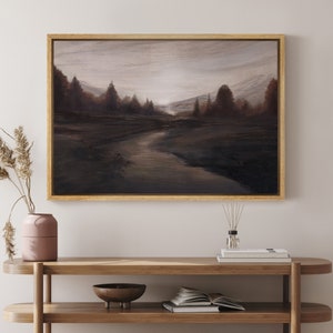 DustinWay Framed Canvas Print Wall Art Abstract Country Landscape Print Minimalist Vintage Art Modern Farmhouse Wall Decor