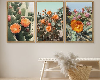 DustinWay, impression sur toile encadrée, art mural, cactus, photographie botanique florale, art moderne minimaliste, décoration occidentale