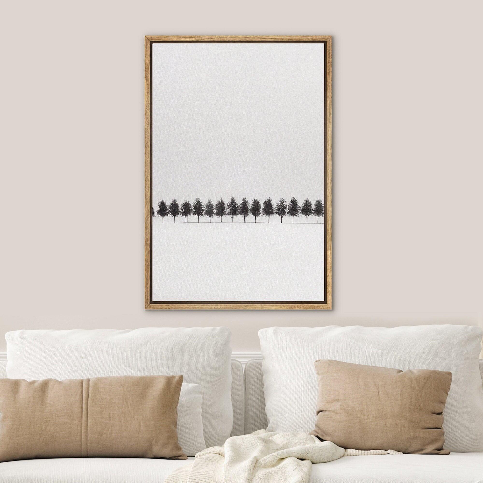 Dustinway Framed Canvas Print Wall Art Black and White Trees ...