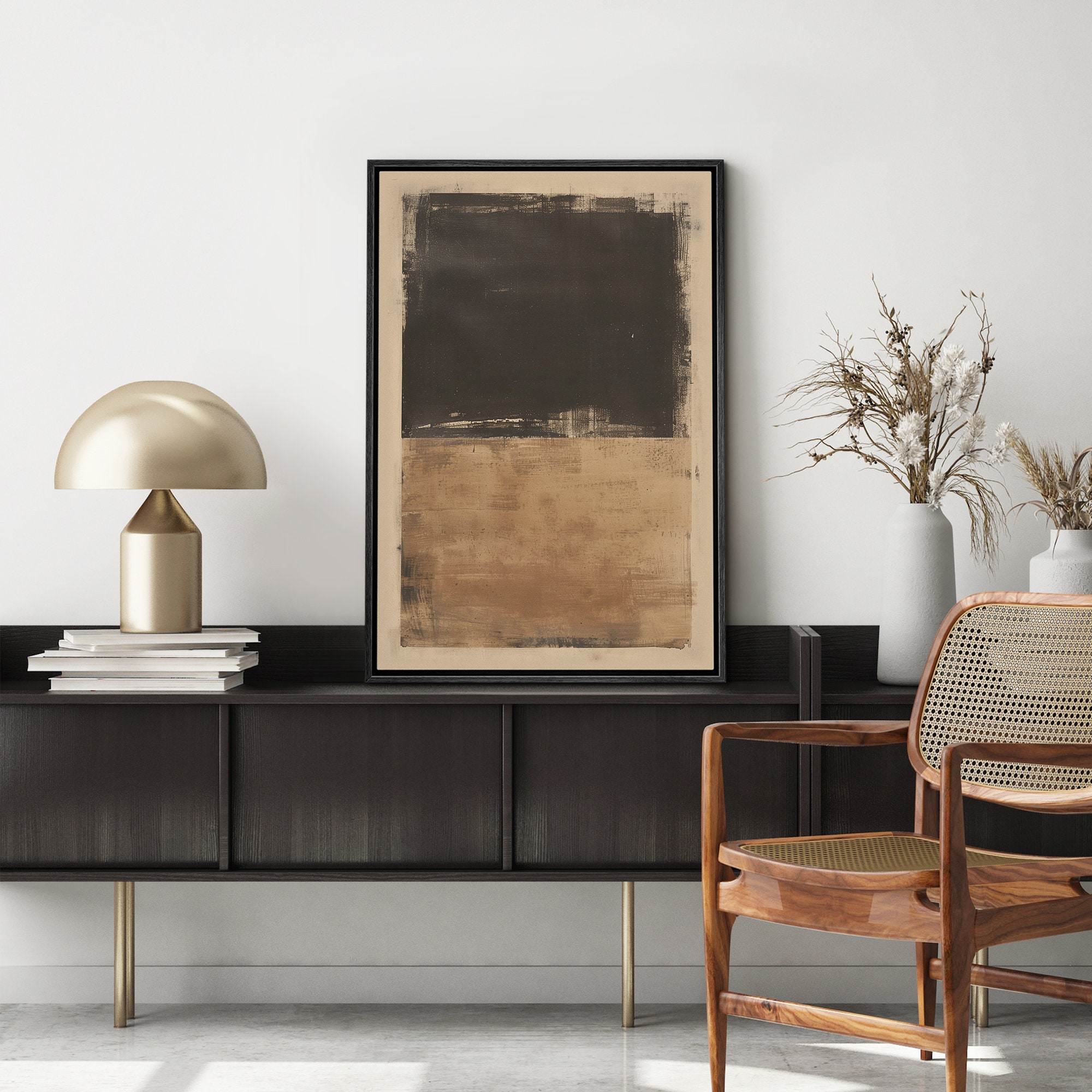 Framed Canvas Wall Art Print Abstract Beige Brown Neutral Art Prints ...
