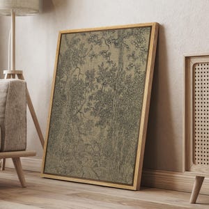 Framed Canvas Wall Art Prints Vintage Sketch Wooded Landscape Illustration Vintage Retro Rustic Print Wall Art Living Room Decor