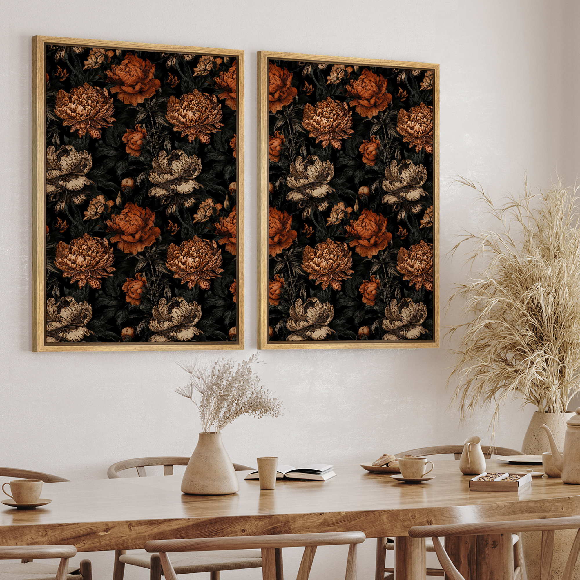 Framed Botanical Wall Art Bathroom Decor, Set of 4 Rtic Canvas Prints Paintings Artwork for Walls, Breathe Relax Soak Unwind Plants Leaf Pictures for Farmhoe Living Room, Bedroom Wall Decor