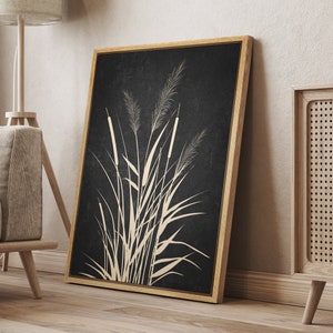 DustinWay Framed Canvas Print Wall Art Wildflower Botanical Illustrations Minimalist Art Modern Farmhouse Decor