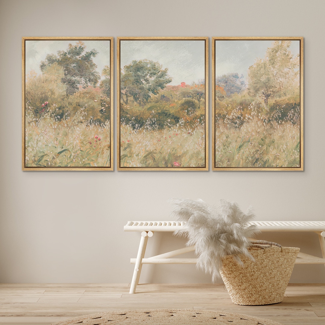 Framed Canvas Print Wall Art Set of 3 Wildflower Floral Botanical ...