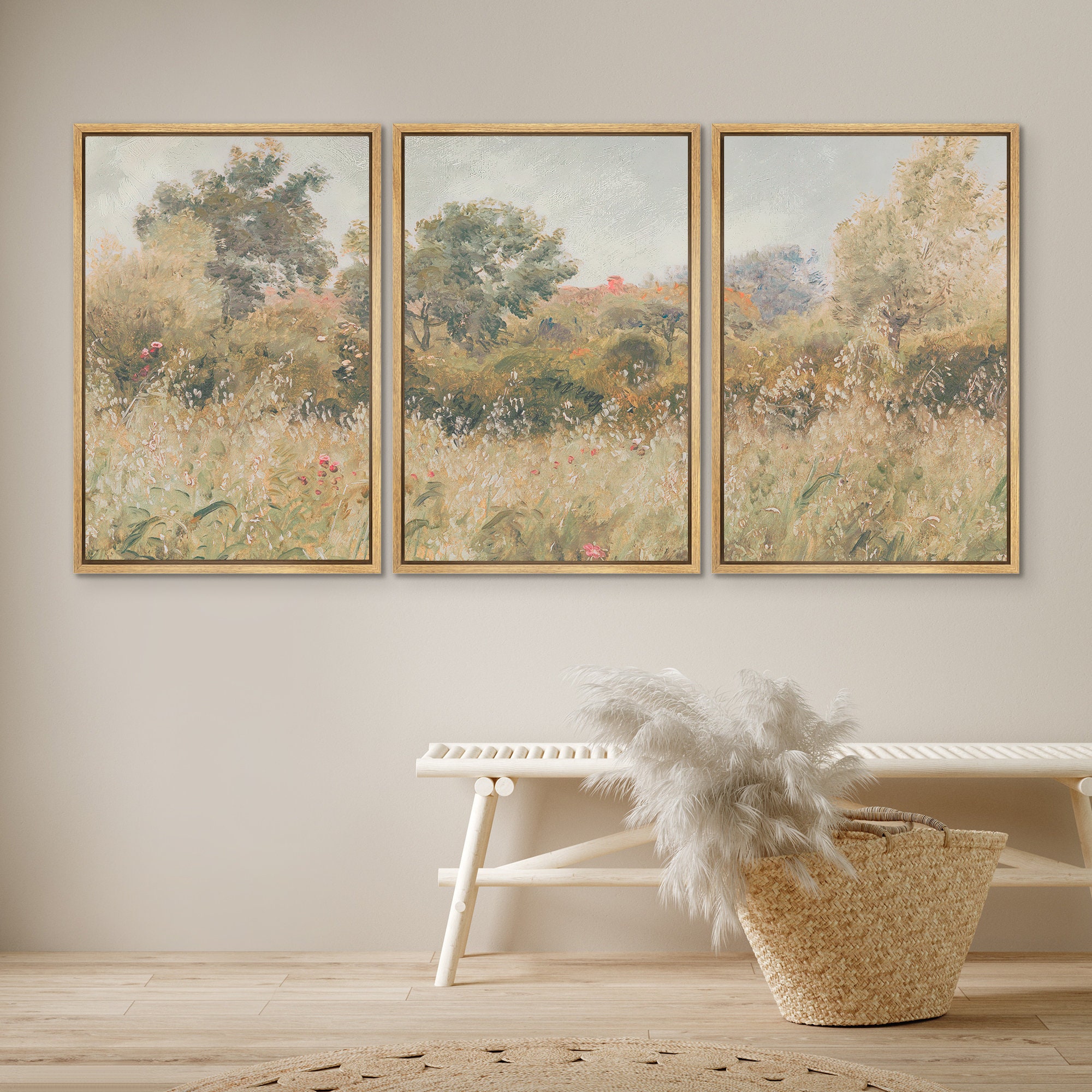 Framed Canvas Print Wall Art Set of 3 Wildflower Floral Botanical ...