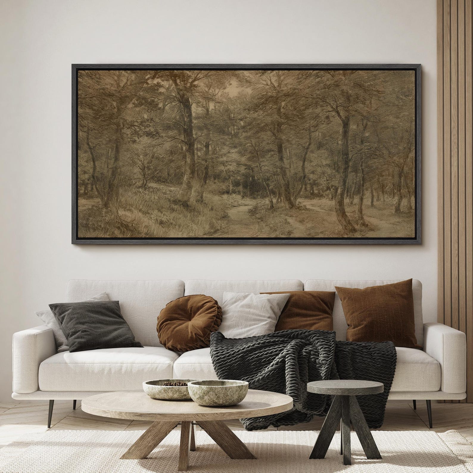 Vintage Landscape Wall Art, Large Framed Forest Path Canvas Print ...