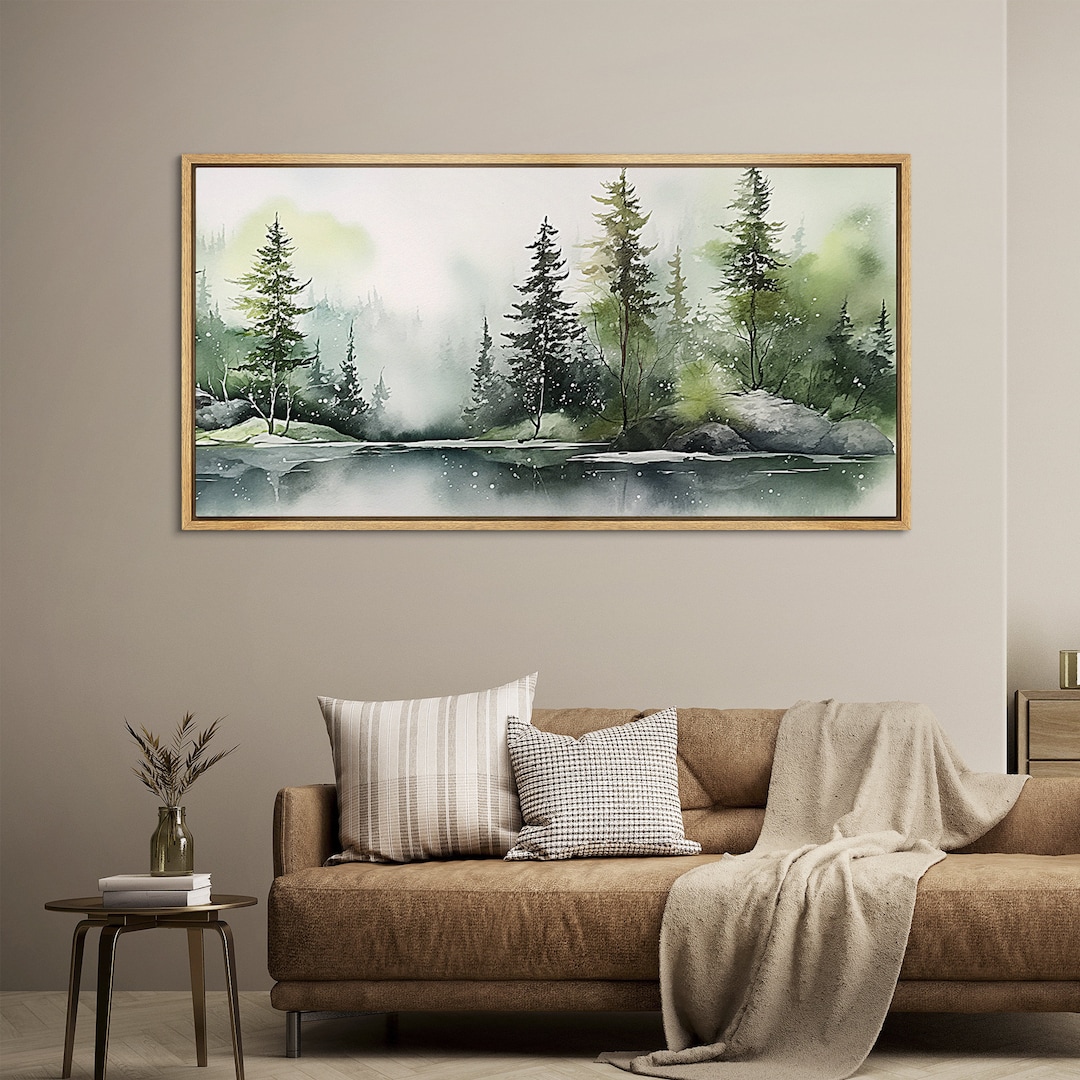 Framed Canvas Large Wall Art Misty Foggy Forest Landscape Print ...