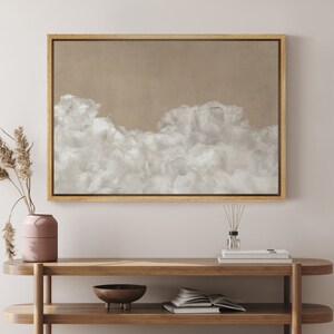 Framed Canvas Wall Art Print Abstract Beige White Cloud Neutral Art Prints Minimalist Modern Farmhouse Wall Decor