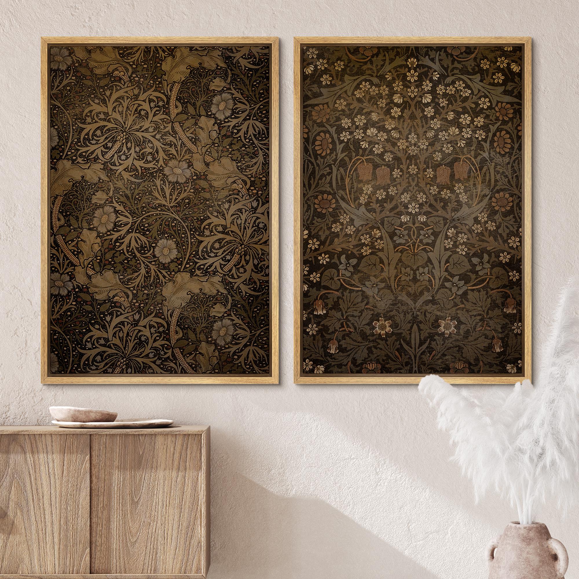 Vintage Floral Wall Art Set of 2 - Framed William Morris Style