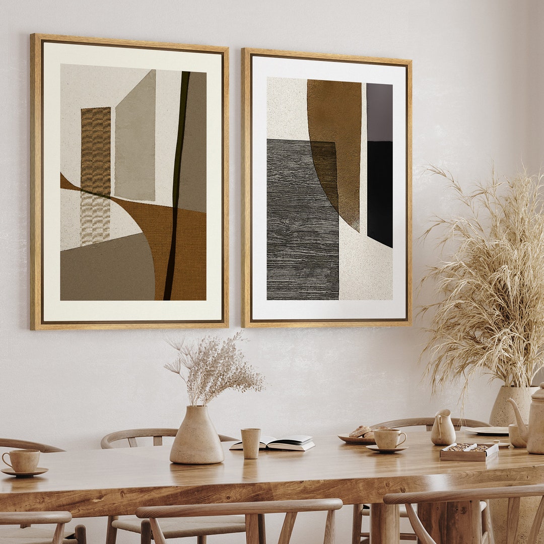 Dustinway Framed Canvas Print Wall Art Set of 2 Geometric Abstract ...