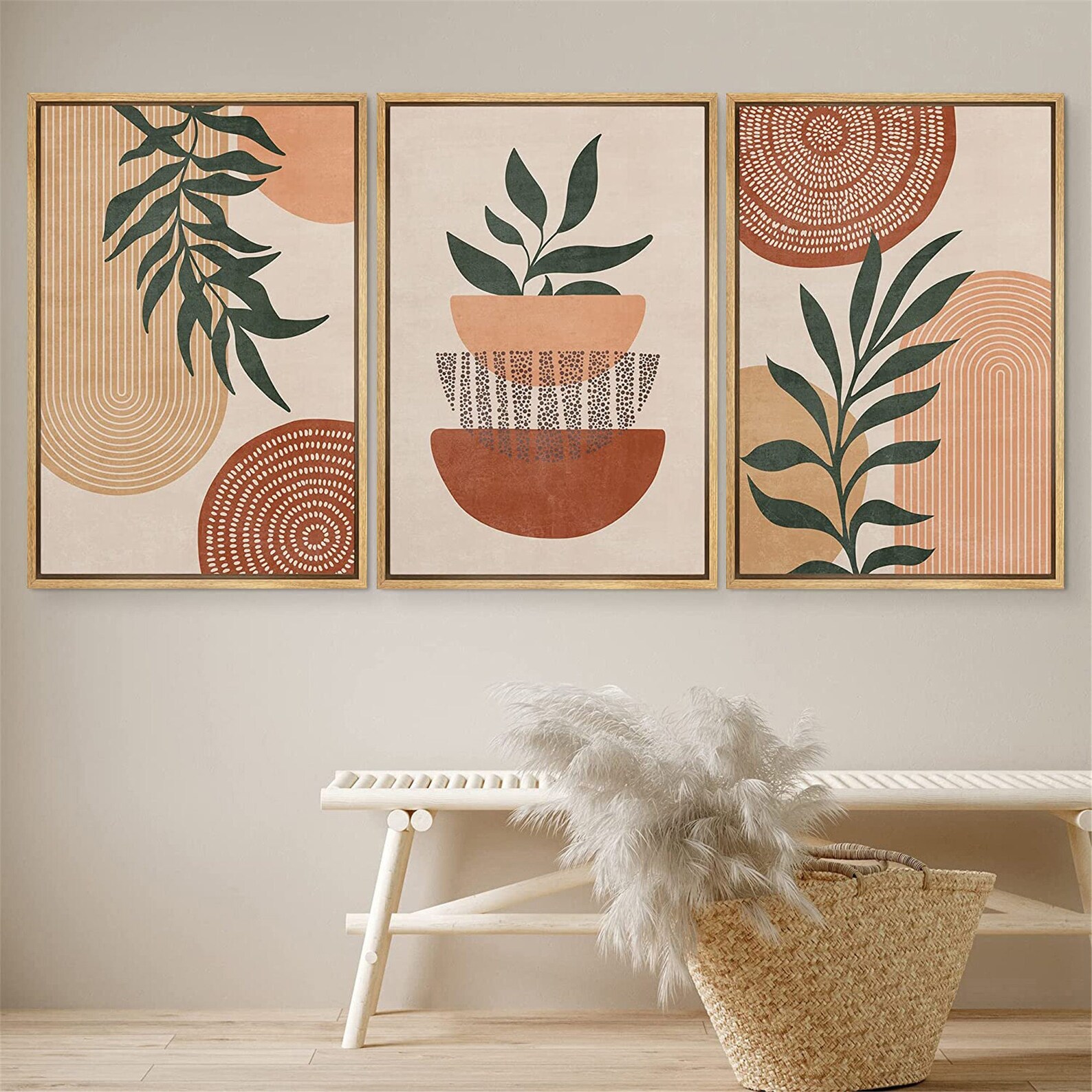 Dustinway Framed Canvas Print Wall Art Set of 3 Geometric Etsy