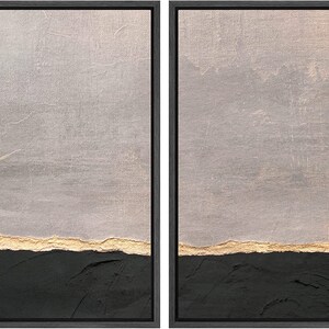 Dustinway Framed Canvas Print Wall Art Set of 2 Gray Sky Golden Horizon ...