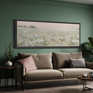 Framed Canvas Large Wall Art Abstract Sage Green Wildflower Field ...